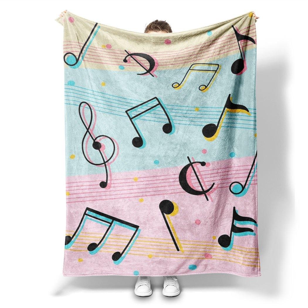 

Musical Notes Print Flannel Throw Blanket – Cute Music Lover Gift for Home Office Sofa Car Nap 100x150cm
