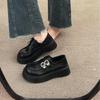 British Style Muffin Platform Shoes Women's 2025 Autumn New One-pedal Loafer Single Shoes Retro with Skirt Small Leather Shoes