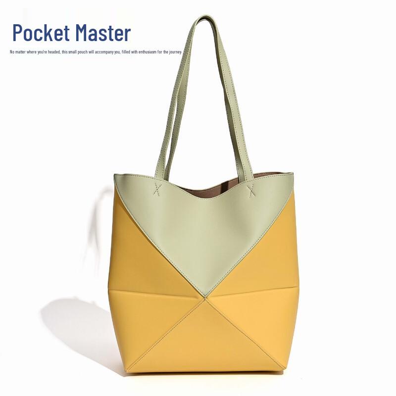 Douxiaozhu Puzzle Geometrická Deformovatelná Hovězí Kůže Skládací Tote Taška přes Rameno