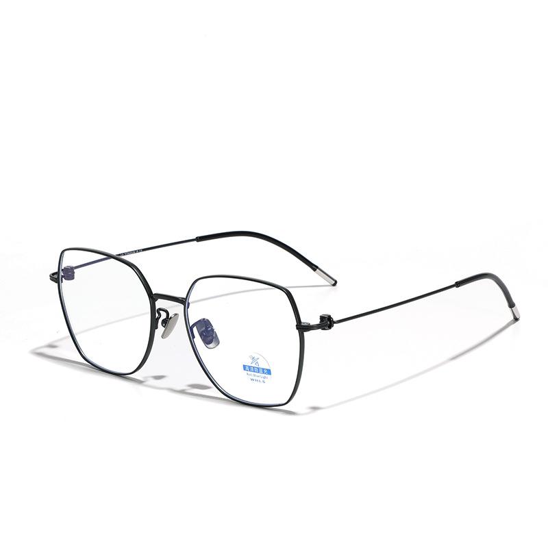 

Glasses Square Myopia Glasses Frame Blue Light Metal Titanium Frame Plain Mirror Women Simple Flat Mirror Men матовый черный