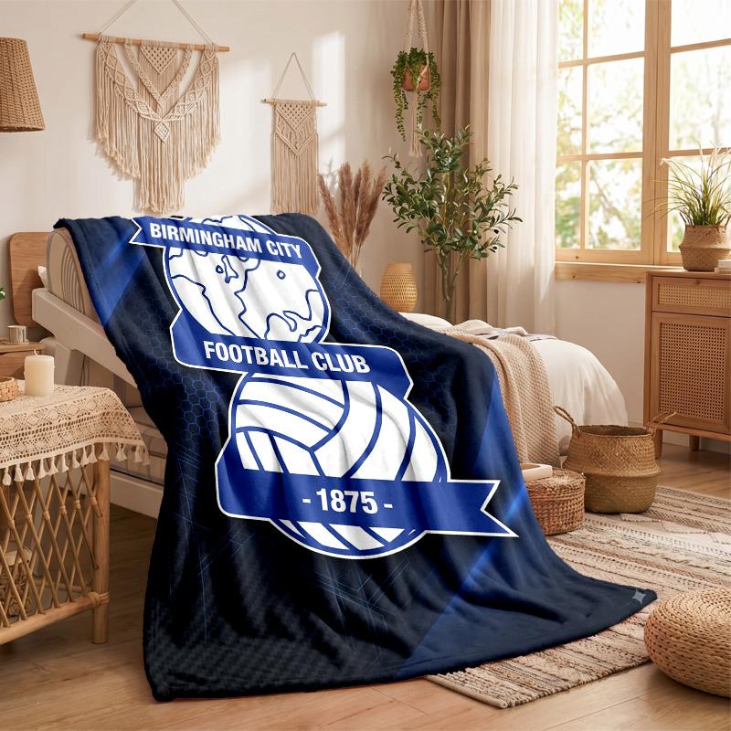 Fleece deka s motivem Birmingham City Útulná měkká plyšová deka do ložnice, na pohovku, na cesty