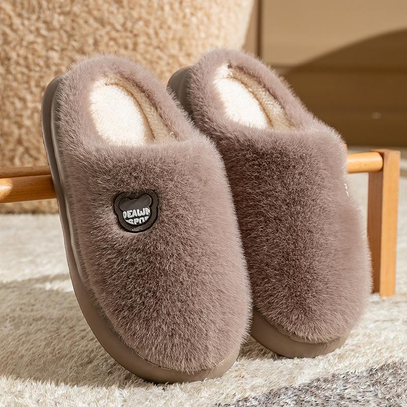 Cotton Slippers Women's Autumn and Winter New Indoor Home Non-slip Household Couple Outer Wool Slippers Men's