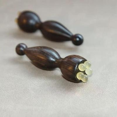 Green & Purple Sandalwood Sheep Horn Guasha Stick for Face and Body Massage