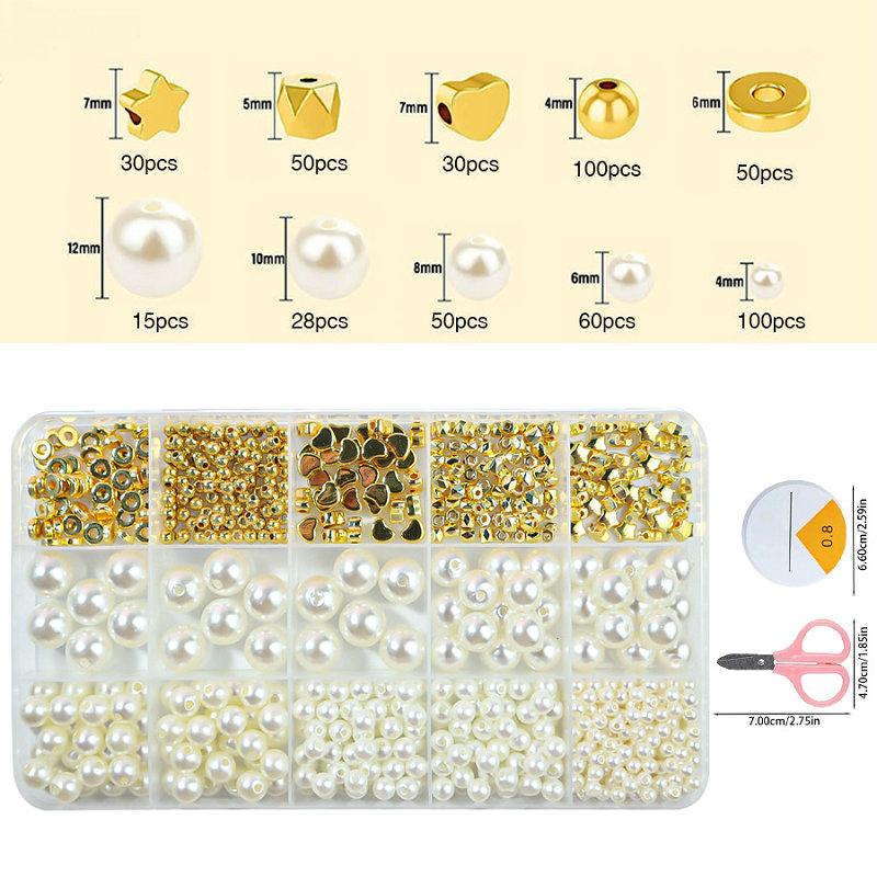 Golden Spacer Beads For Bracelets Making Kit Assorted DIY Pearl Beads Acrylic Alphabet CCB Beads Kit For Jewelry Making Supplies