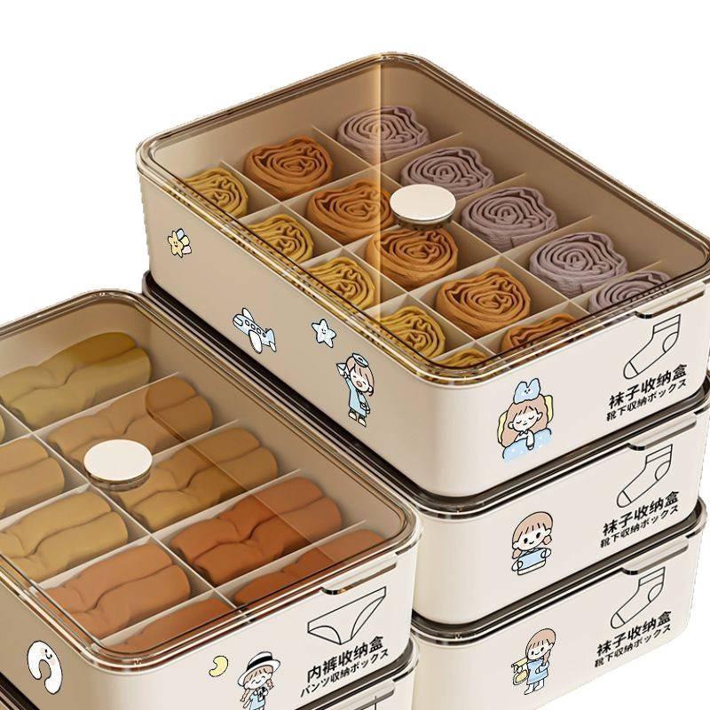 Three-in-One Dorm Underwear Organizer: Compartmented Box for Panties and Socks