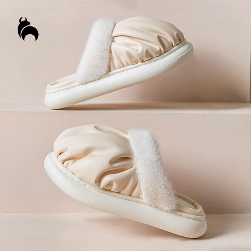 

Mo Dou, зимние модные домашние тапочки для женщин, стильные непромокаемые тапочки вамп для мужчин, домашняя хлопковая обувь с широким носком