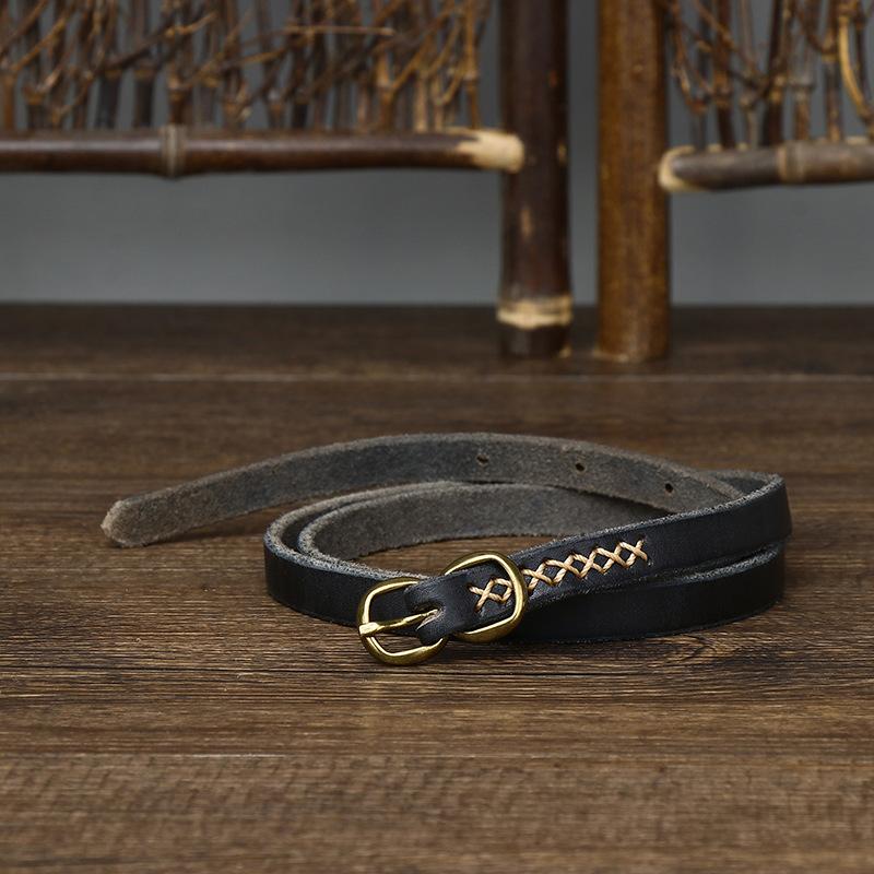 Curea decorativă subțire pentru damă, cataramă cu opt tipuri, cu haină, curea de femei din piele de vacă pură, cu tendințe de modă retro