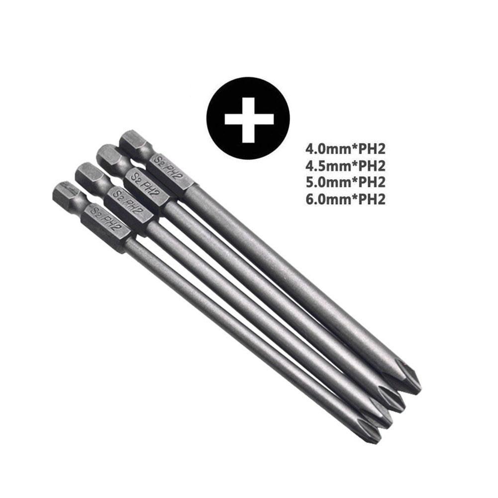 4 Stück 100 mm Lange Schraubendreher-Bits Set Für Torx Sechskant Kreuz Schlitzspitze 1/4 Zoll Sechskant Elektro-Schraubendreher-Bits