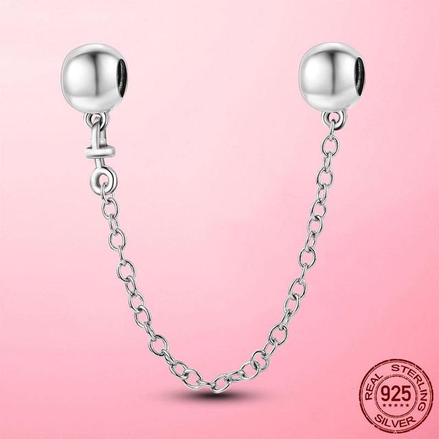 925 Sterling Silver Beads Classic Safety Chain Stopper Clip Charm Fit Original Fashion Bracelet Silver 925 Jewelry Making Gift