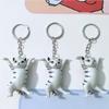 Creative Cat Pen Holder Keychain Cute Desk Decor Cat Figurine Key Ring Couple Family Keychain Pendant