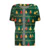 Women's Short Sleeved Patterned Pockets, Work Print Stand Up Collar, Single Breasted Protective Clothing, Cardigan Jacket, Top