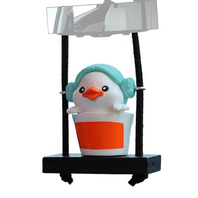 Swinging Duck Car Hanging Decoration - Cute Swing Duck Car Pendant with Funny Raincoat