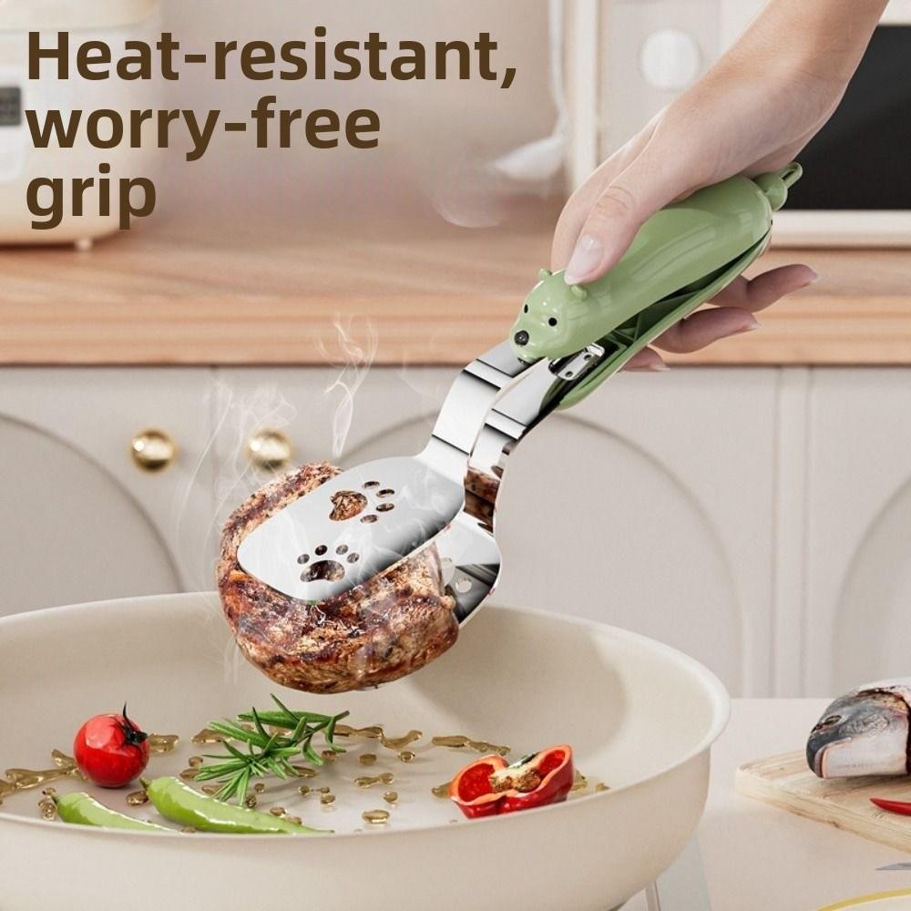 Anti-scald Steak Spatula Tongs 2in1 Steak Flipping Clip Pancake Barbecue Spatula  Cooking Tools