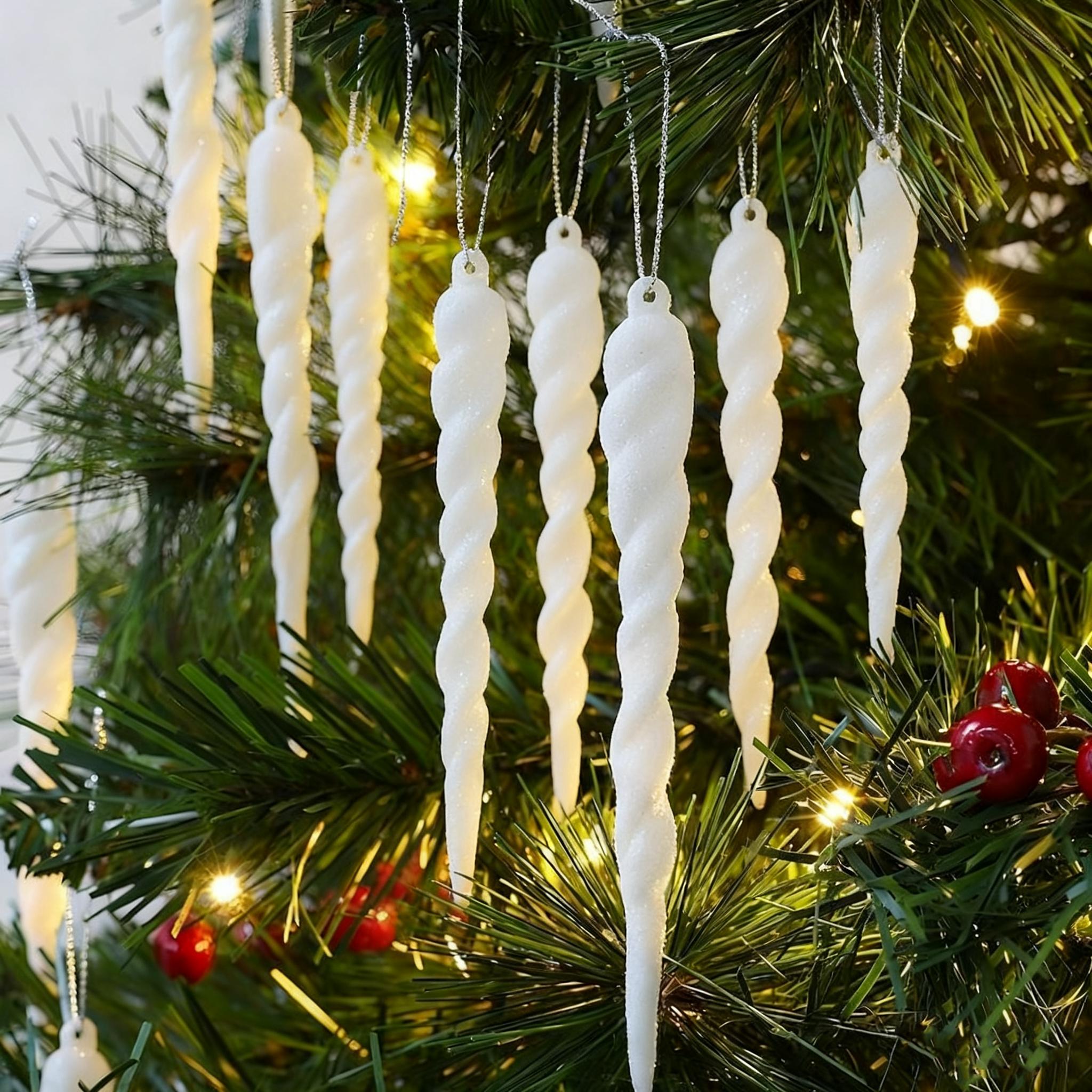 

3 шт. Белый акриловый сосулька Подвеска для елки Украшение для дома Декор для вечеринки Новогодние подарки 2025 Navidad