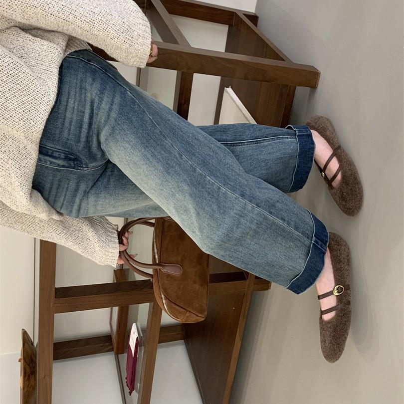 Francouzský večerní vítr křížová přezka pásek Mary Jane bavlněné boty dámské 2025 podzim a zima nové nošení pohodlné a všestranné Mao Mao boty