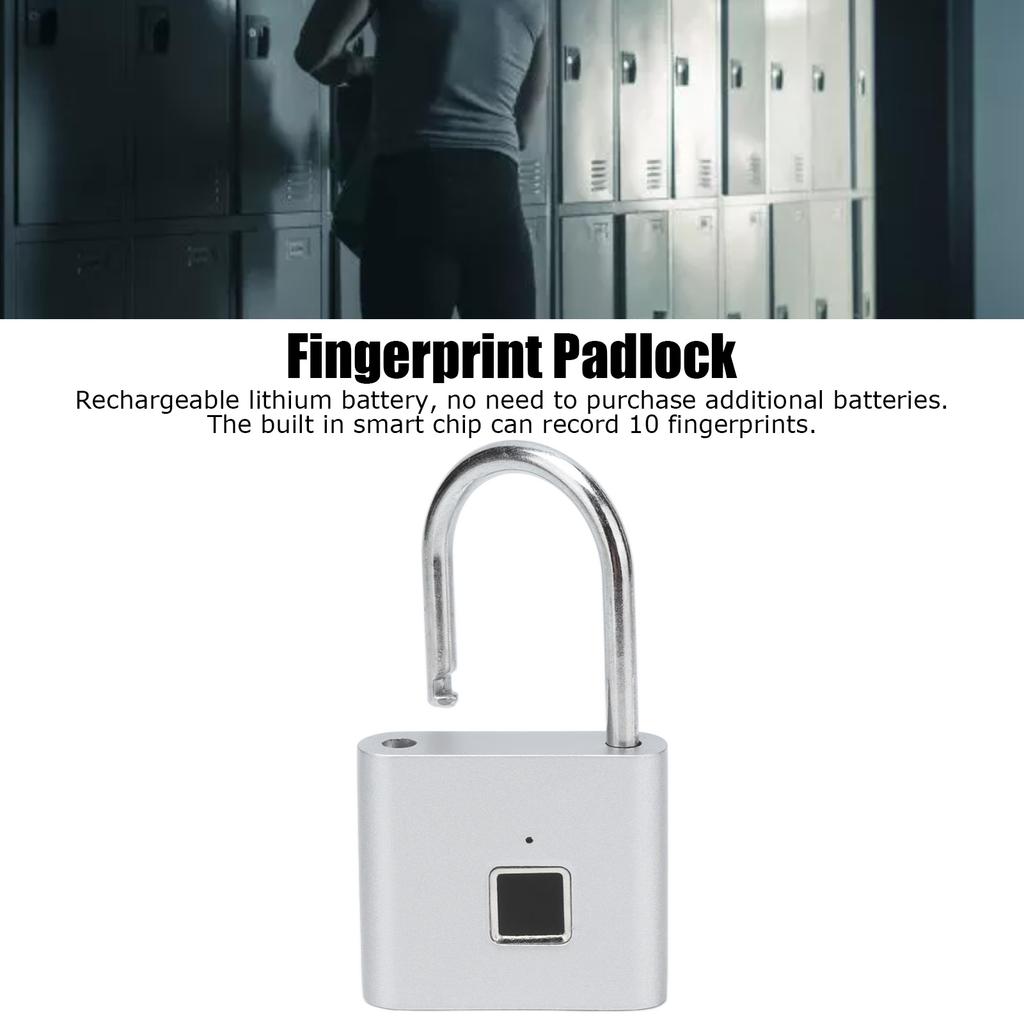 Fingerprint Padlock Zinc Alloy Smart Home Cabinet Door Dormitory Locker Fingerprint Lock