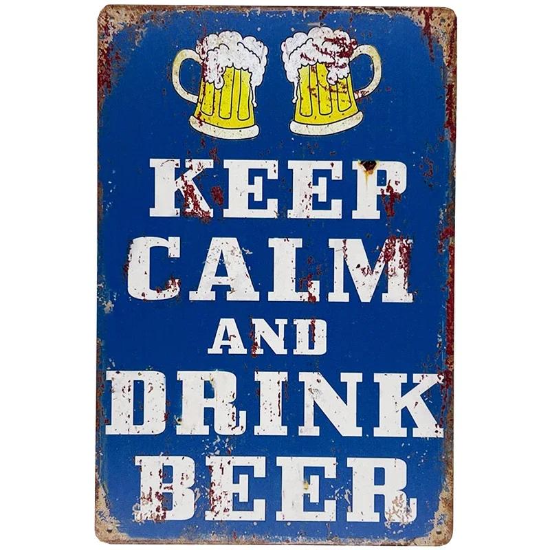 Vintage Beer Metal Tin Signs Wine Alcohol Drinker for Bar Pub Club Man Cave Kitchen Wall Decor Plaque 8x12 Inch
