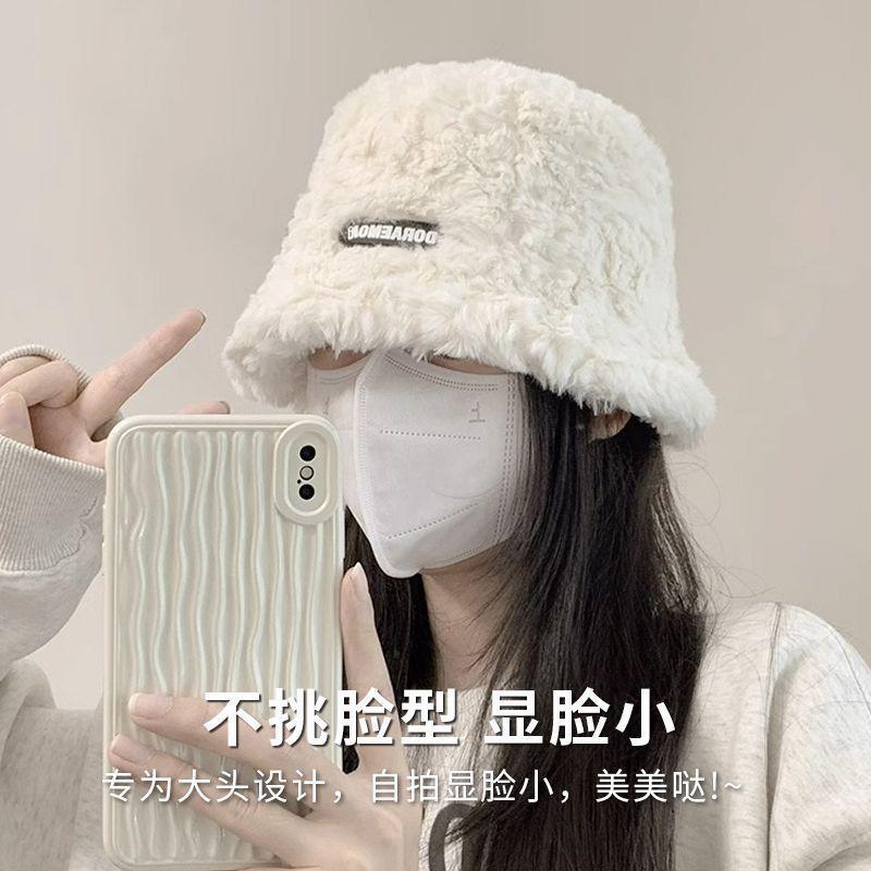 Popular cute wool hat women's autumn and winter thickened warm hat plush fashion literary and artistic face small knitted hat