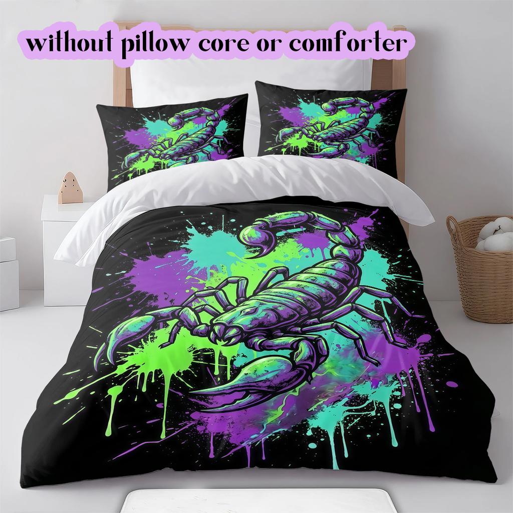 Splashing Ink Death  Pattern Bedding Quilt Set Quilt Cover Pillowcase Home Decoration Birthday Gift (1 * Duvet Cover + 2 * Pillowcase, Without Core)
