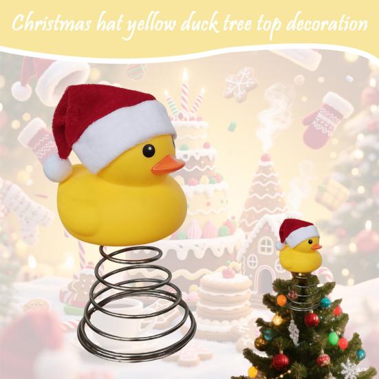 Yellow Duck Christmas Tree Topper Decoration Reusable 3D Spring Duck Xmas Tree Top Ornament Christmas Party Supplies