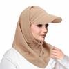 Casual Sun Hat with Hood Solid Color Sun Protection Muslim Headscarf Hat UV Resistant Neck Protection Muslim Turban Cap