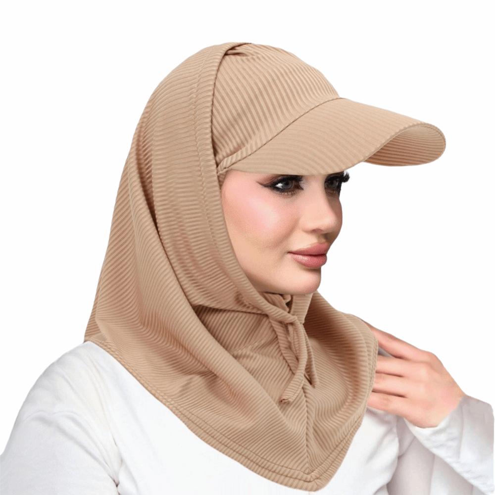 

Casual Sun Hat with Hood Solid Color Wide Brim Neck Shade Cap Neck Protection Sun Protection Muslim Turban Cap Motorcycle Sports хакі