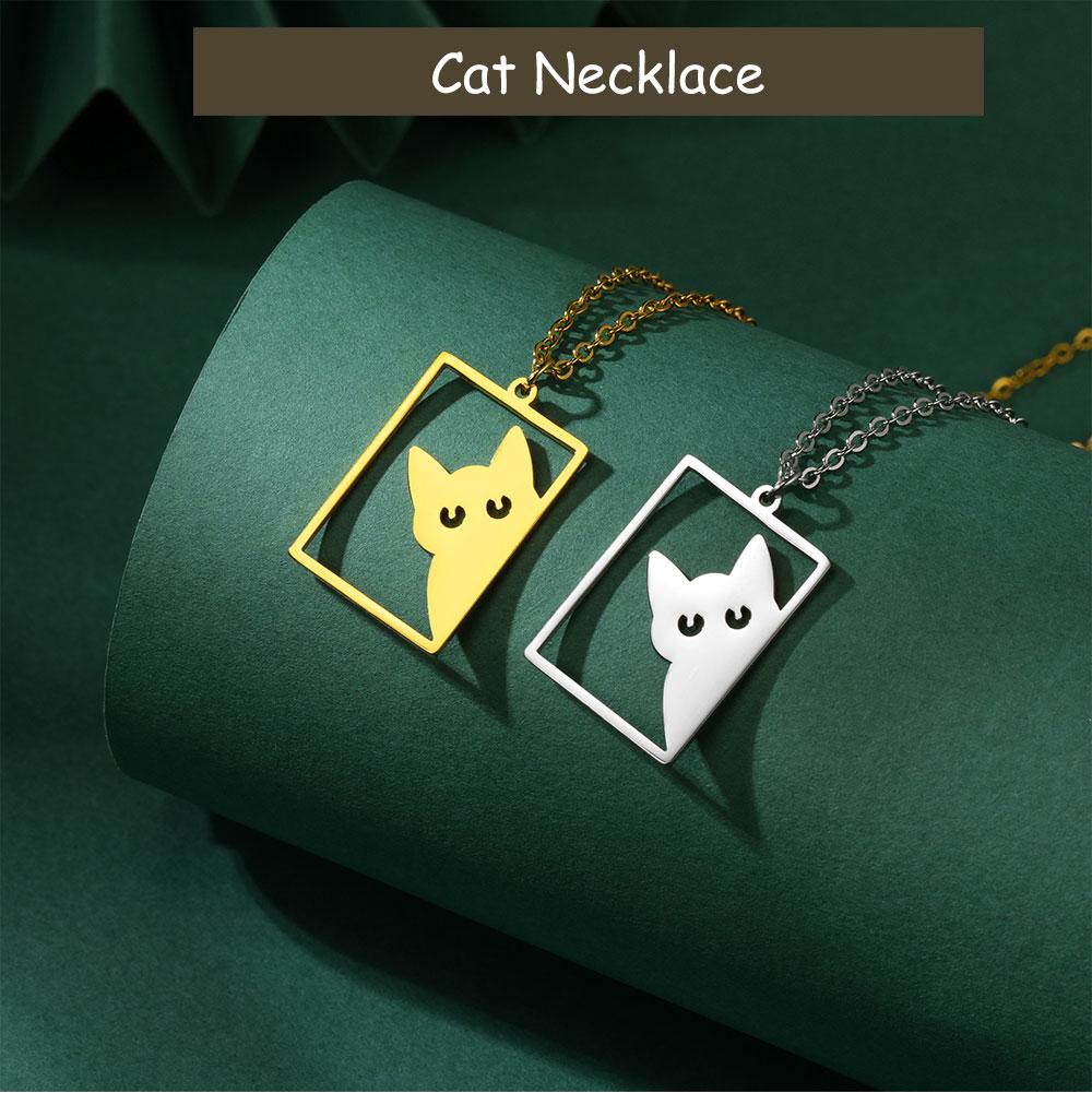 Cazador Cat Kitten Charm Necklace for Women Stainless Steel Animal Pendant Necklace Mother's Day Gift Jewelry 2026 Wholesale