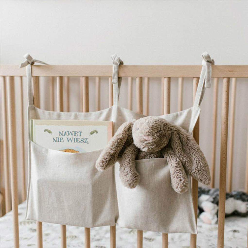 Large Capacity Baby Crib Hanging Bag Bedroom Bedsides Towels Milk Bottle Storage Pouch Removable Organizer Organizer