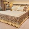 1PC 180x200cm Farai Velvet Thickened Quilting Bed Skirt Embroidery Cotton Bedspread Pillowcase Mattress Cover King Queen #/L