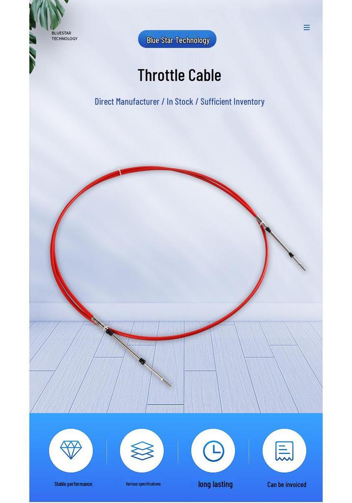 Marine Outboard Throttle and Gear Cable for Boats and Kayaks
