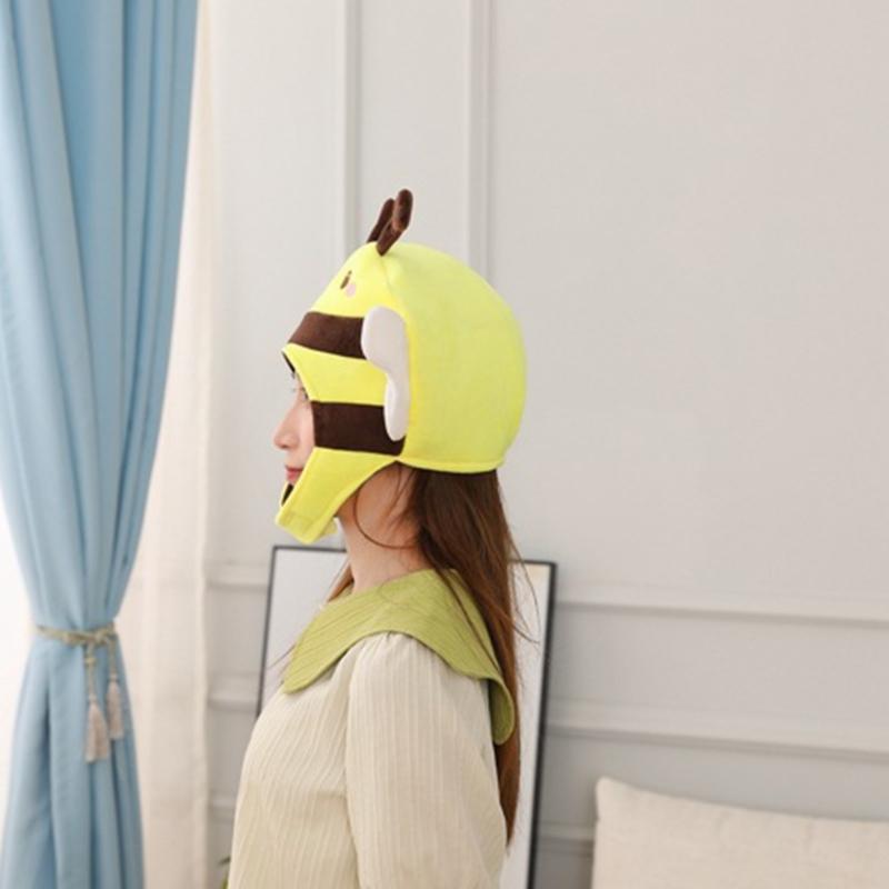 3D Honeybee Hat for Adult Children Cartoon Plush Hat Party Headgear Festival Holiday Photo Props Cap Costume Accessories
