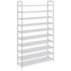 Vidaxl 10-Tier Shoe Rack, Metal and Non-Woven Fabric, Silver