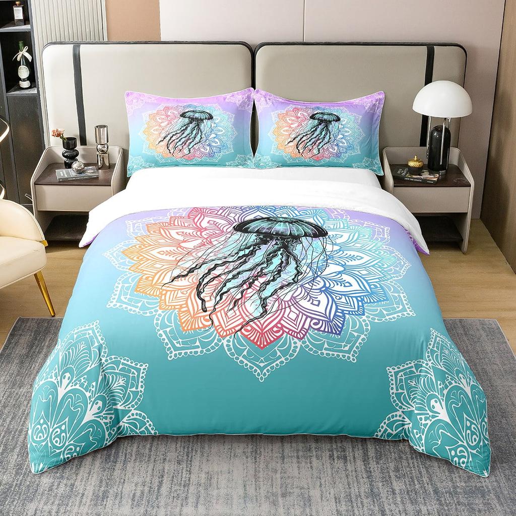 Comforter Cartoon Jellyfish Printed S Adult High Quality Bedding Set Bed Giftqueen Size Warm Soft And Breathable