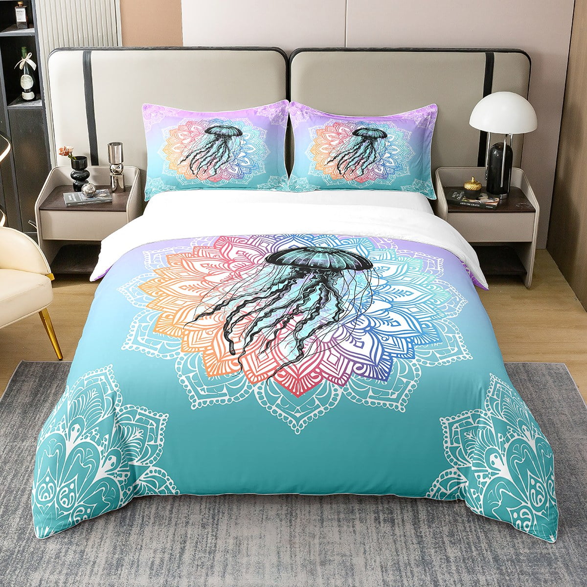 

Soft Duvet Cover Set Carton Jelyfish Printed Bedspreads Adult People High Quality Beding Set Bed Gift,Quen Sized Dimensions Warm Soft plus Breathable 100*200cm Single