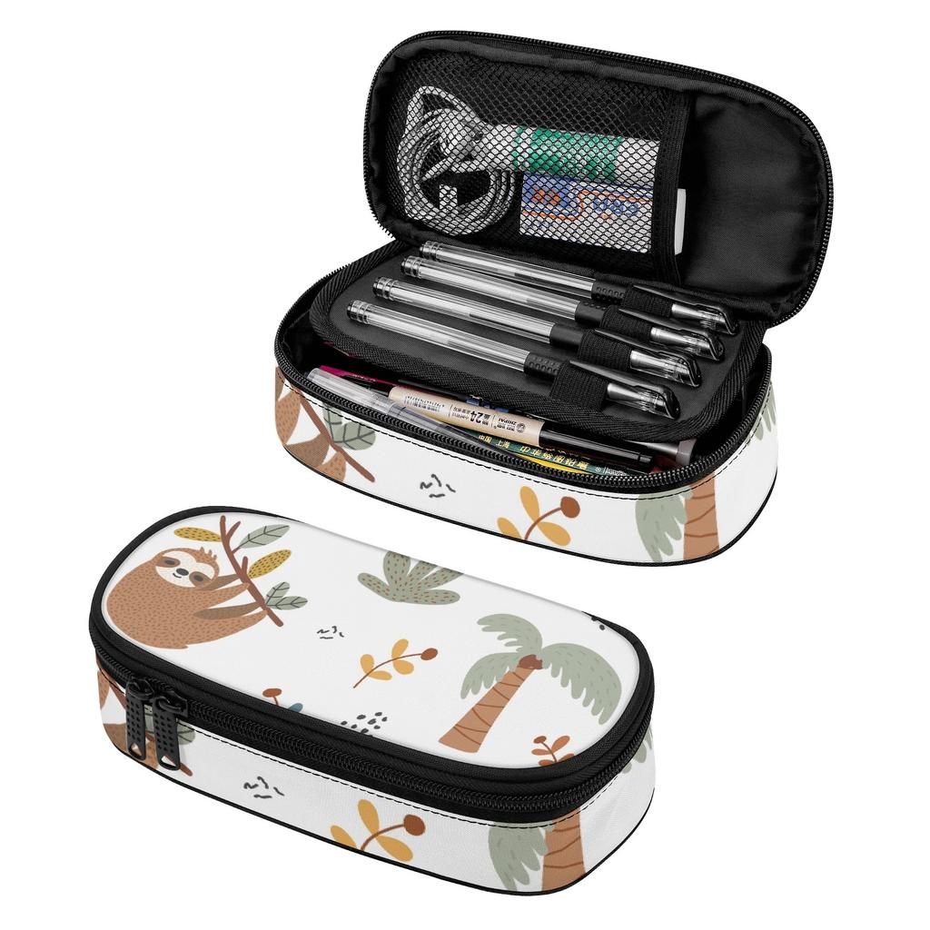 Pencil Bag Organized Storage Zipper Closure Strong Polyester Fabric with Main Compartment Mesh Pocket and Pen Slots for Students