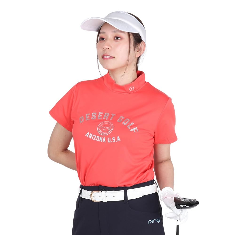 [Pin Apparel] Women's short-sleeved high-neck shirt (brand logo)  Golf innerwear  622-5167100 090Pink M