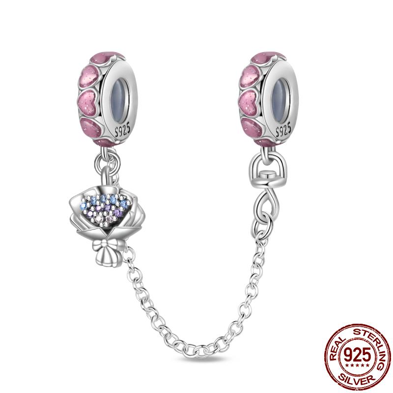 Copper Diy Beads Safety Chain-Classical Cross Pattern Charm Fit 3Mm Pan Original Bracelet For Women Jewelry Birthday Gift