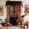 1/2pcs-Halloween Fireplace Cloth Black Lace Halloween Table Runner Halloween Cobweb Tablecloth Outdoor Party Decorative Cloth
