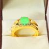 Jade Oval geschliffen Mit 925er Sterlingsilber Vergoldeter Ring Für Herren #B139 JL375671575121