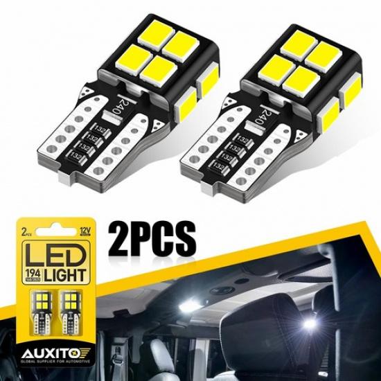 2pcs White LED T10 194 168 W5W Interior Map Trunk License Plate Light Bulbs