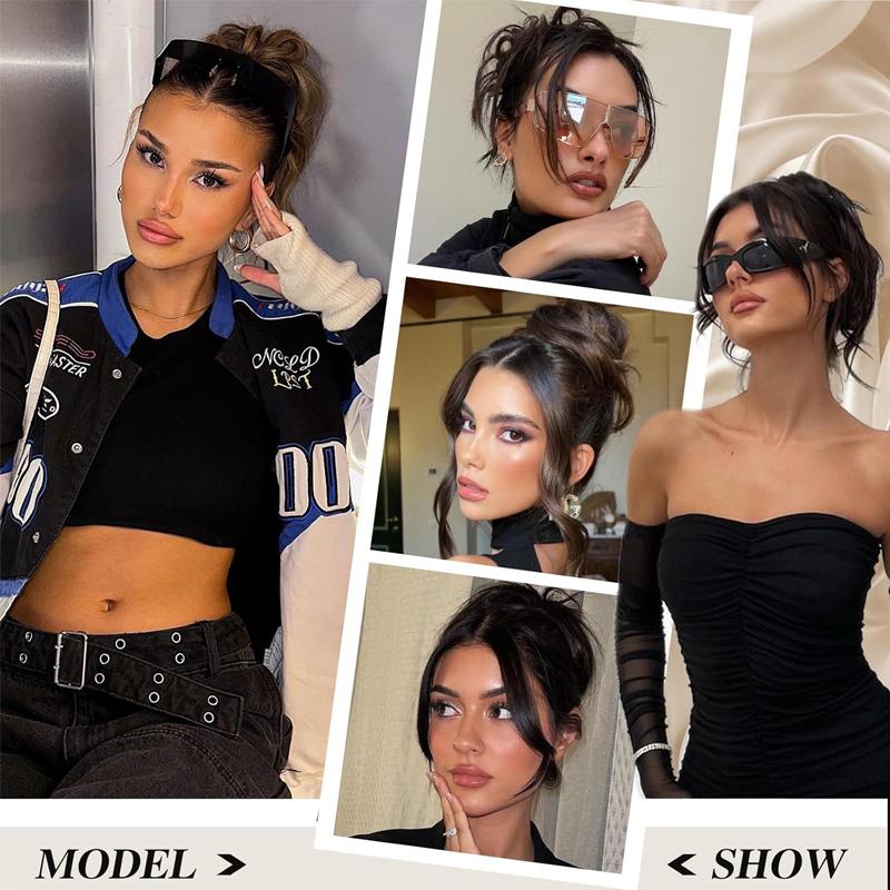 Tousled Updo Messy Bun Ponytail With Elastic Rubber Band Synthetic Scrunchies Hairpieces for Women