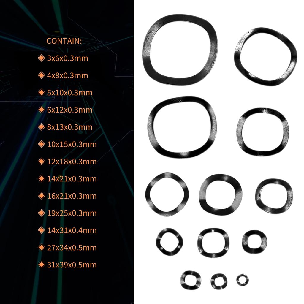 ABYA 320Pcs Carbon Steel Compression Type Wavy Wave Crinkle Spring Three Wave Washers Assortment Kit