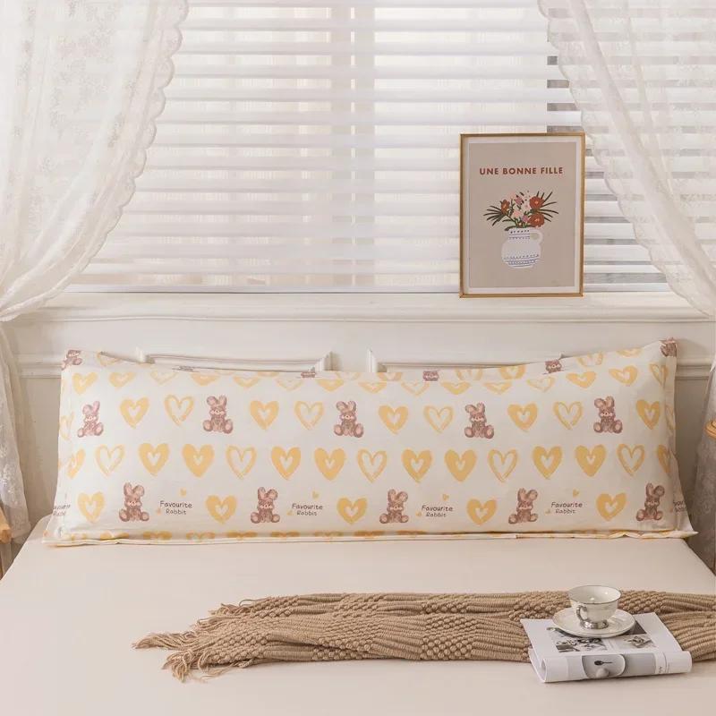 Taie d'oreiller longue confortable en coton doux, double taie d'oreiller longue, imprimés et couleurs unies, décoration de la maison, 120/150/180 cm, 1 pièce