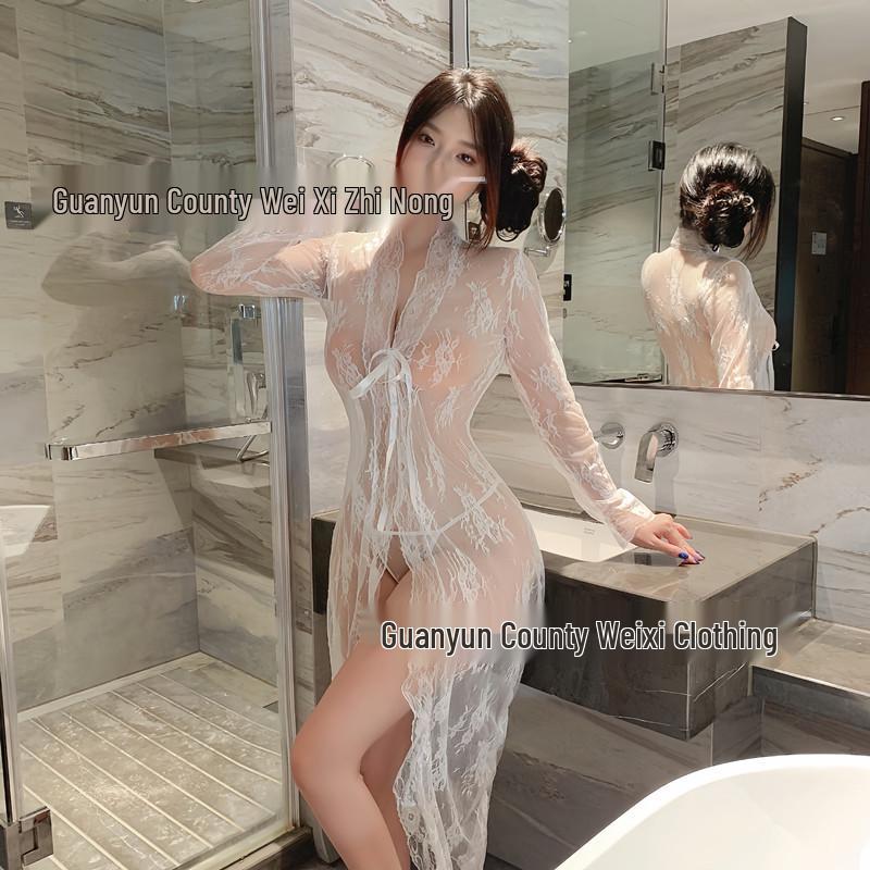 European & American Sexy See-through Mesh Lingerie Robe for Women