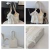 Korean Style Lace Shoulder Bag With Ribbon Large Capacity Bag Simple Canvas Handbag  Travel