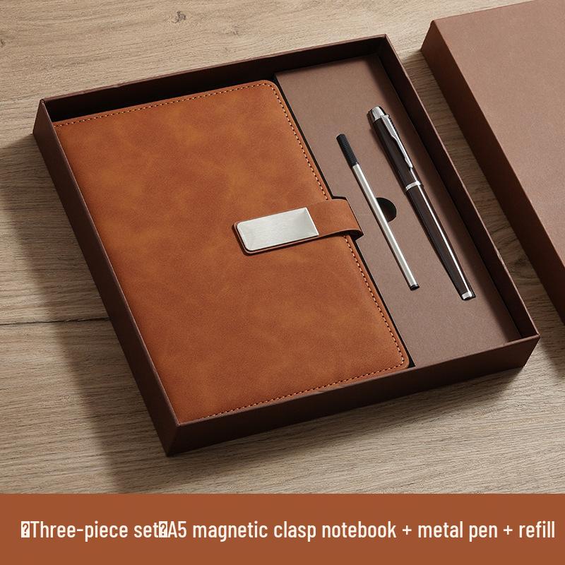 A5 Business Notebook Gift Set: Custom Leather-Feel Buckle Style Diary