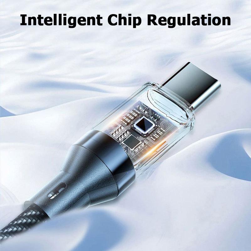 Fast Charging Cable 120W USB to Type C Cable LED Display 100W Type C To Type C Nylon Braided Data Cord for Samsung Xiaomi Huawei