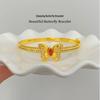 Gold-Plated Ruby Diamond Butterfly Bangle Bracelet - Women's Luxury Fashion Jewelry