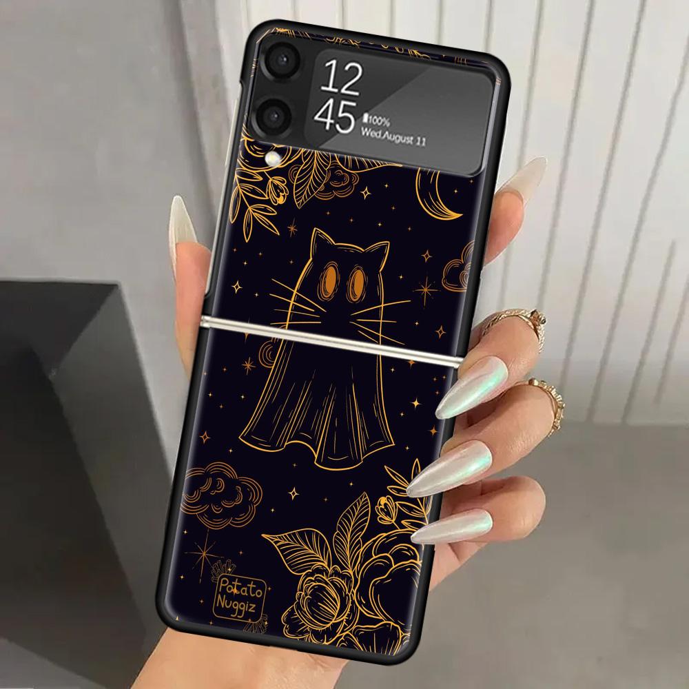 Cute Halloween Ghost Hard PC Back Phone Case for Samsung Galaxy ZFlip 7 6 5 Z Flip 4 ZFlip6 Z Flip7 5G ZFlip4 Flip3 Zflip5 Cover