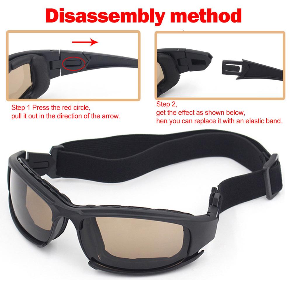 Gafas de Montar en Motocicleta Acolchadas con Espuma Protección Ocular UV400 Gafas de Lente Intercambiable Gafas de Sol Antiviento para Deporte al Aire Libre